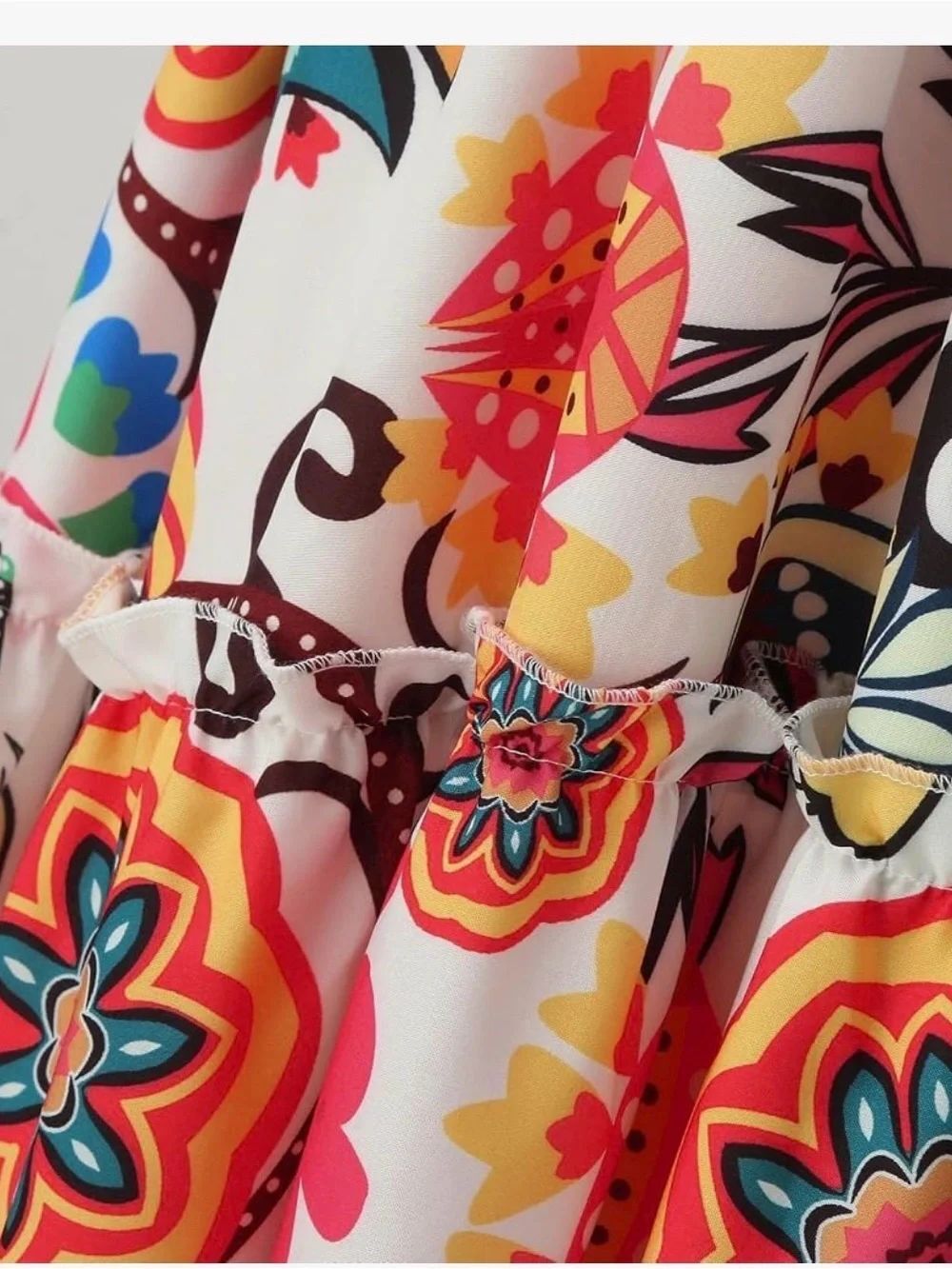 0177 Source Unknown White Halter Maxi Dress with Multicolor Floral Print - Picture 4 of 7